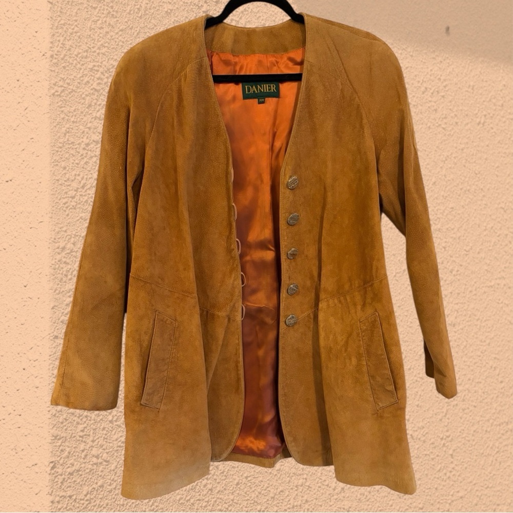 Vintage Danier leather suede jacket tan
